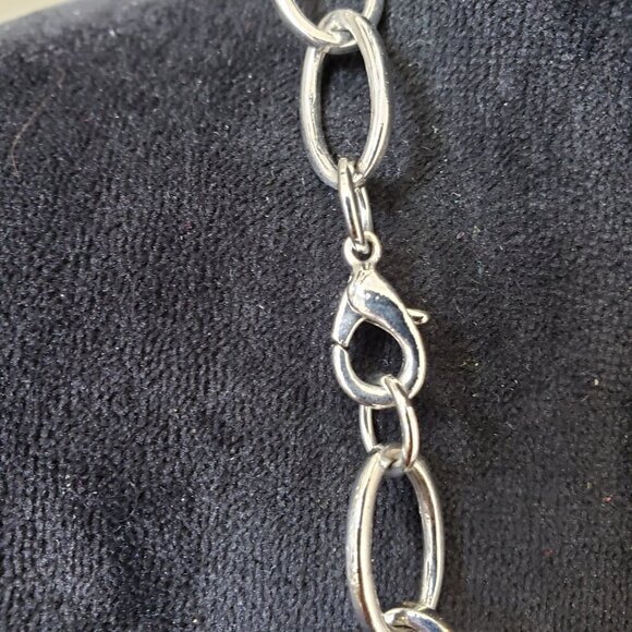 Women Fashion Silver Tone Oval Resin Link Chain Long Necklace with Lobster Clasp - Picture 4 of 6